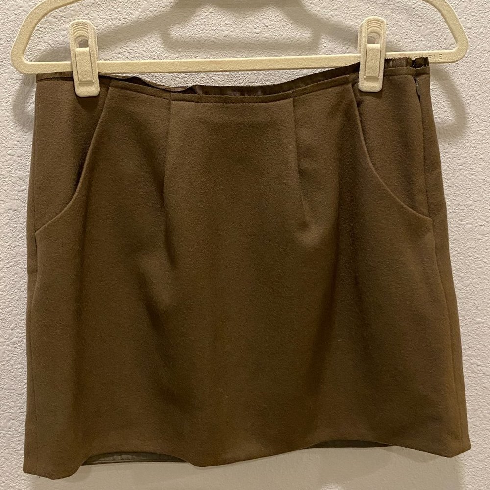 J.CREW Wool Mini Skirt Olive Green 6